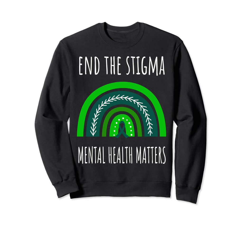 Green Rainbow End Stigma Mental Sweatshirt - Minimalist Print Men Women - T-Shirt, Sweatshirt, Hoodie