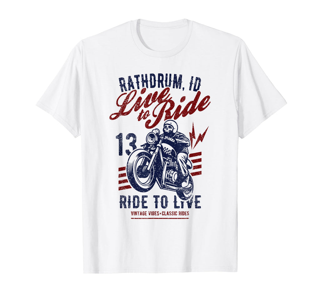 Rathdrum Idaho Motorcycle Skull Rider T-Shirt - Graphic Print for Adults - T-Shirt, Sweatshirt, Hoodie