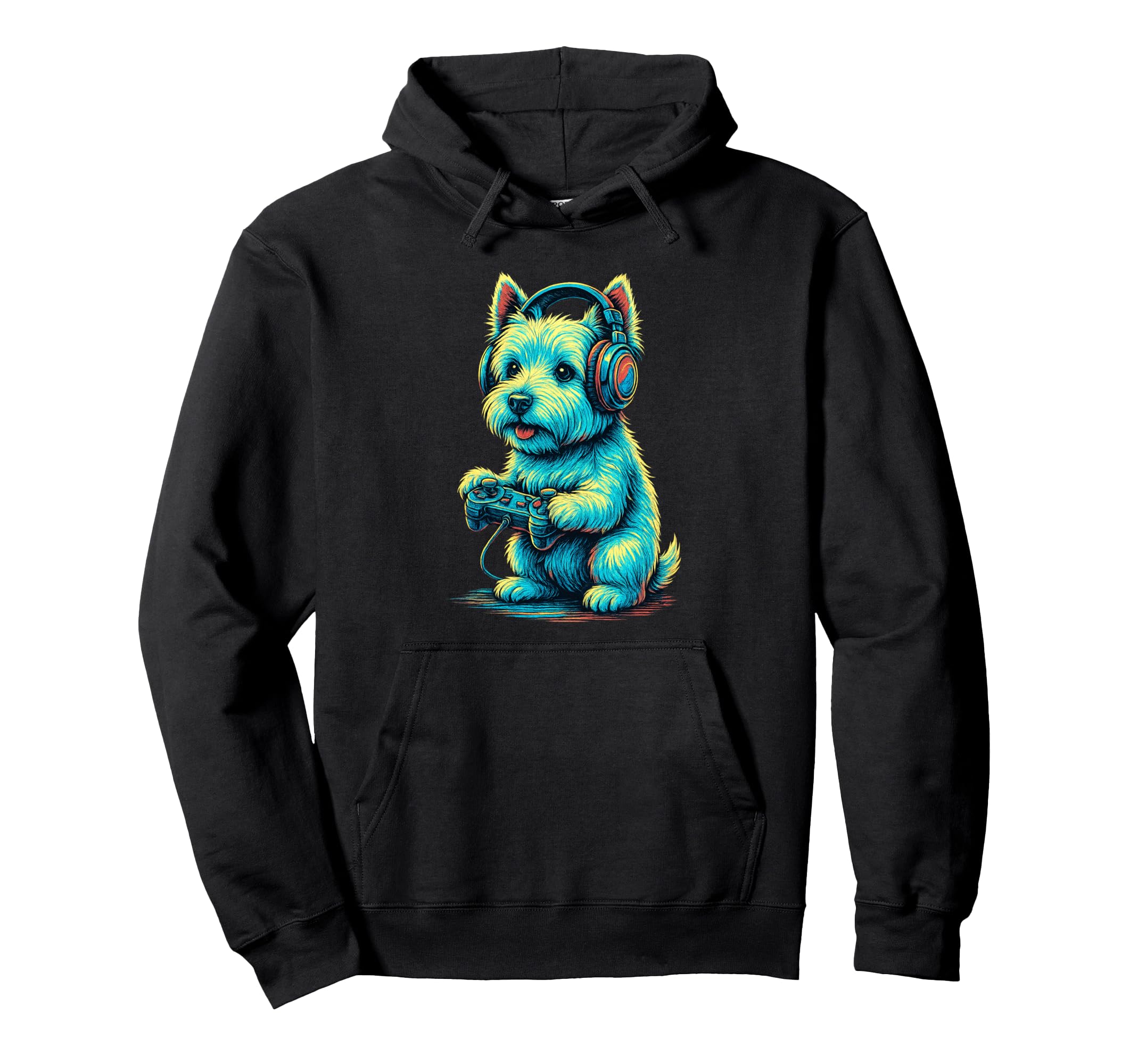 West Highland White Terrier Gamer Hoodie - Custom Art Print for Adults - T-Shirt, Sweatshirt, Hoodie