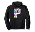 Letter P Floral Daisy Alphabet Hoodie - Minimalist Print Unisex - T-Shirt, Sweatshirt, Hoodie