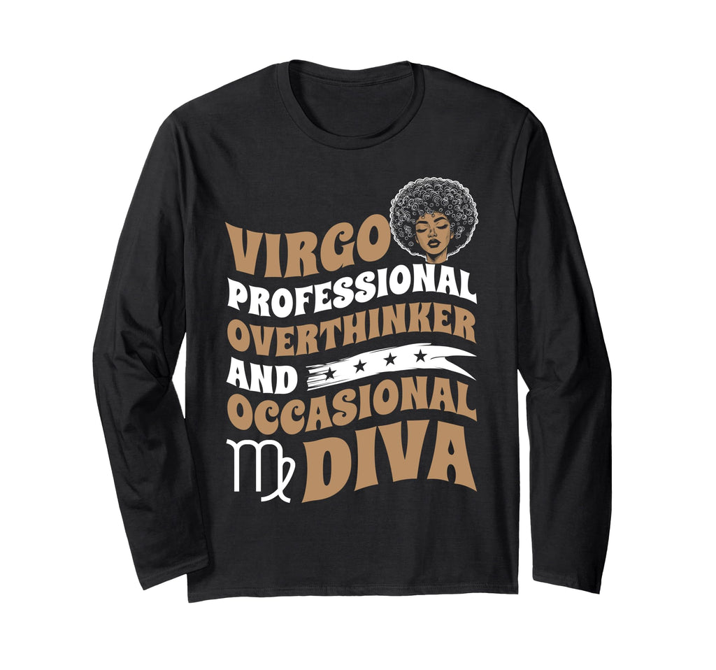 Virgo Professional Overthinker Black Zodiac T-Shirt - Graphic Print Unisex - T-Shirt, Sweatshirt, Hoodie
