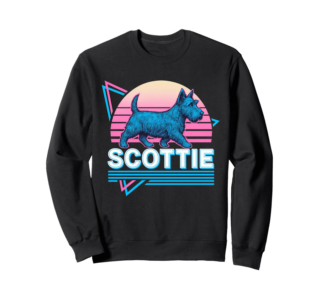 Scottish Terrier Synthwave Sweatshirt - Unique Graphic for Adults - T-Shirt, Sweatshirt, Hoodie
