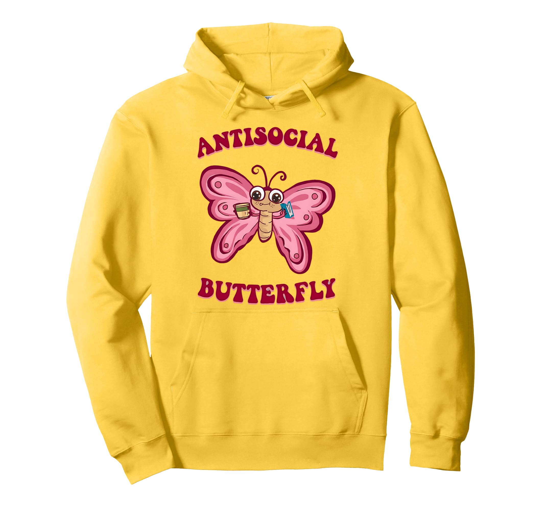 Groovy Anti Social Butterfly Ironic Funny Hoodie - Unique Graphic Unisex - T-Shirt, Sweatshirt, Hoodie