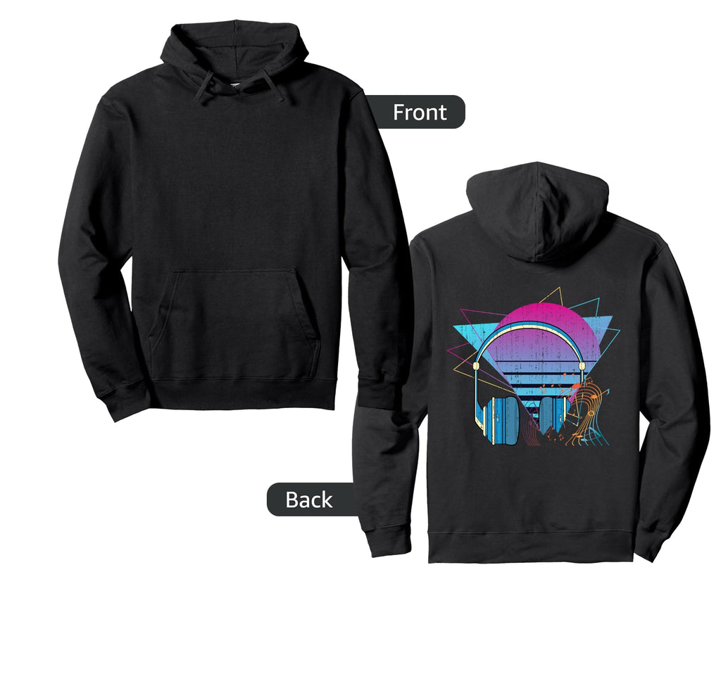 80S Art Vaporwave Aesthetic Headphones Hoodie - Unique Graphic Unisex - T-Shirt, Sweatshirt, Hoodie