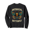 Antisocial Butterfly Skull Goth Moth Art Sweatshirt - Trendy Graphic Unisex - T-Shirt, Sweatshirt, Hoodie