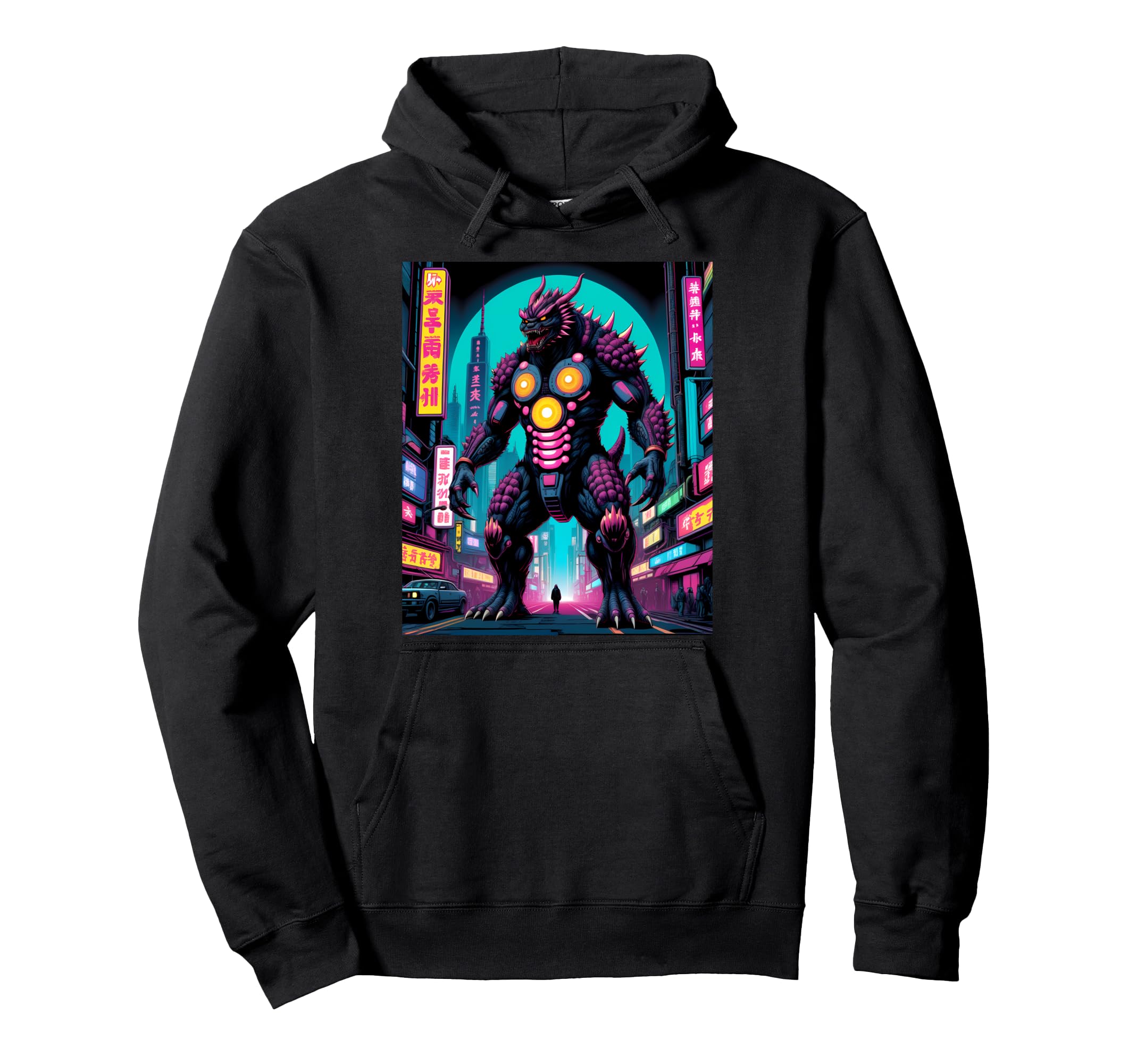 Japanese Vaporwave Kaiju 80S Synthwave Hoodie - Trendy Graphic for Adults - T-Shirt, Sweatshirt, Hoodie