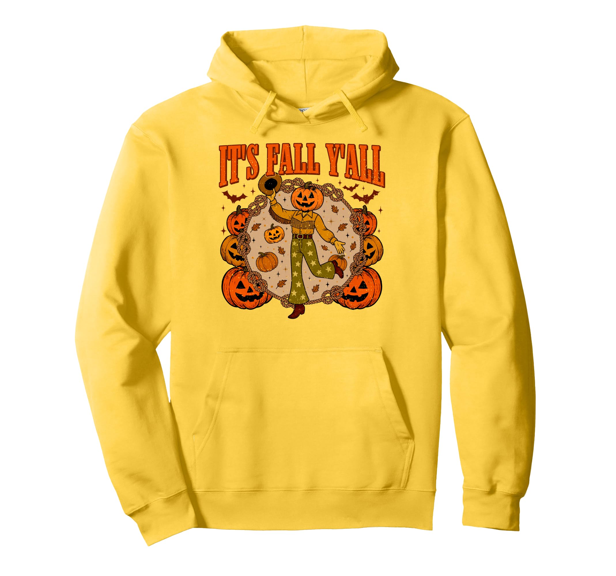 Its Fall Yall Funny Pumpkin Cowboy Hoodie - Fun Novelty Design Unisex - T-Shirt, Sweatshirt, Hoodie