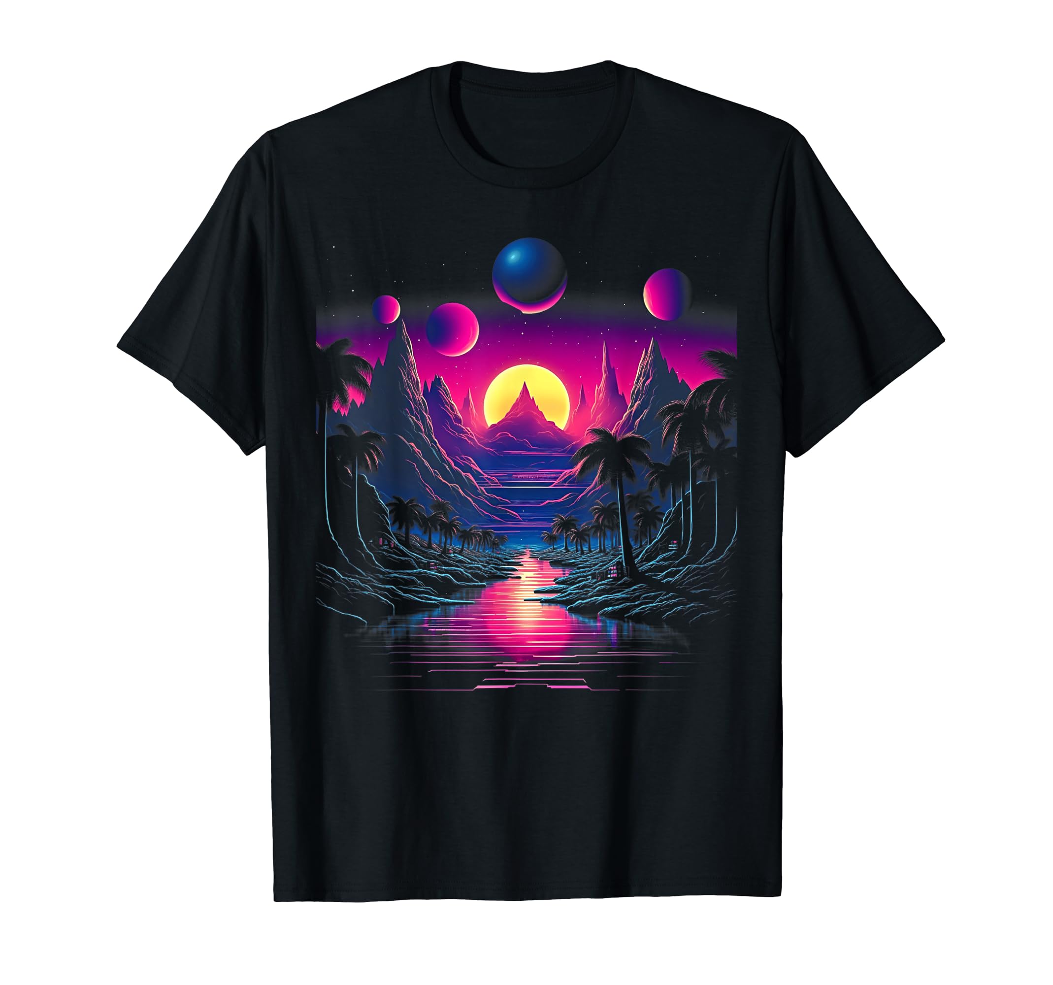 Vaporwave Solar System 80S Synthwave Space T-Shirt - Trendy Graphic Unisex - T-Shirt, Sweatshirt, Hoodie