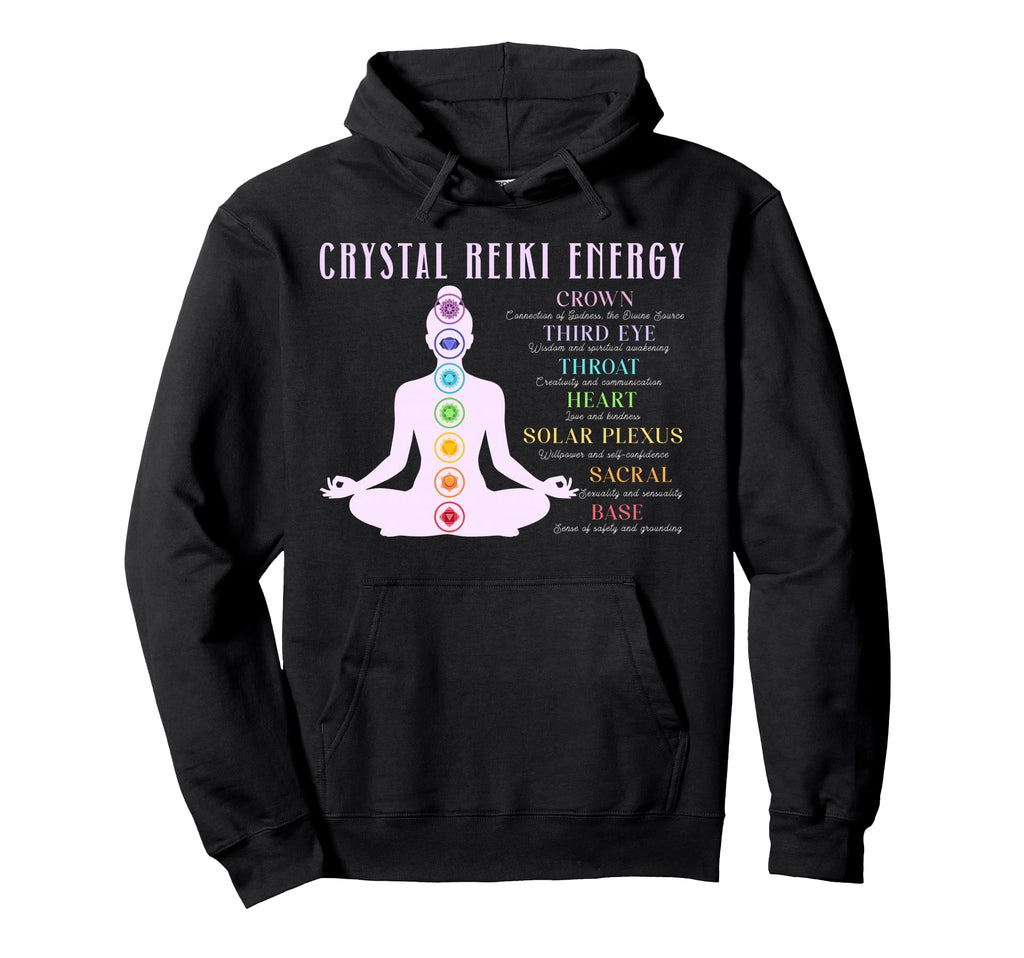 Crystal Reiki Energy Chakra Reiki Yoga Hoodie - Unique Graphic for Adults - T-Shirt, Sweatshirt, Hoodie