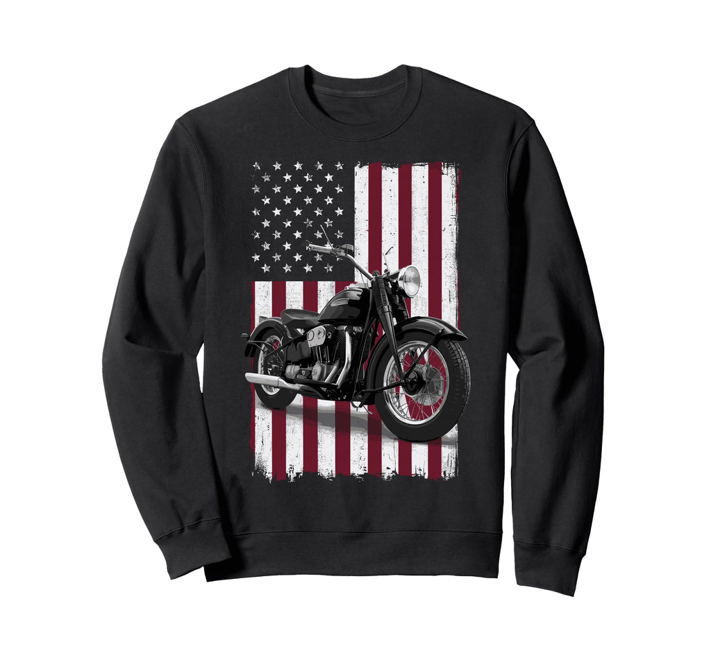 Patriotic Motorcycle Usa Flag Sweatshirt - Fun Novelty Design Men Women - T-Shirt, Sweatshirt, Hoodie
