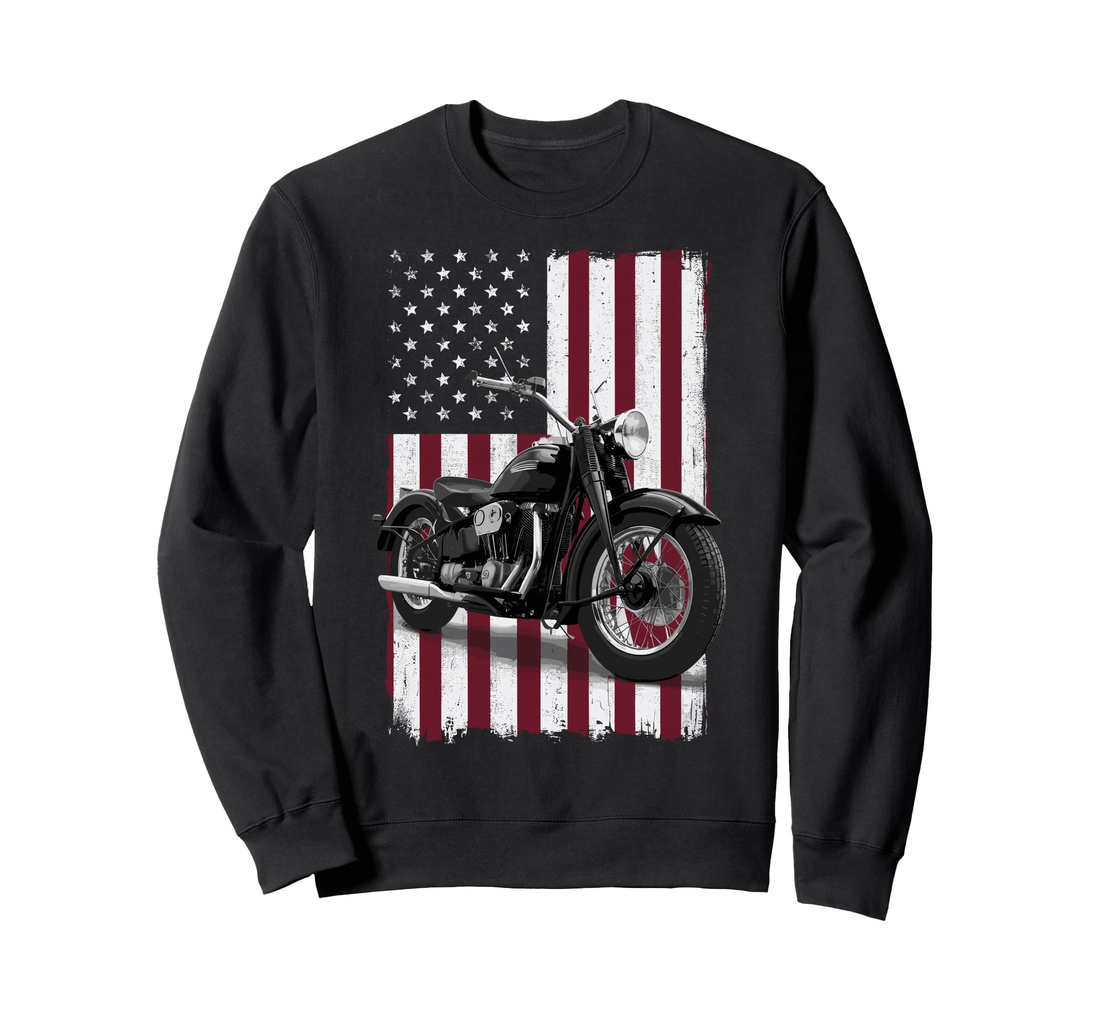 Patriotic Motorcycle Usa Flag Sweatshirt - Fun Novelty Design Men Women - T-Shirt, Sweatshirt, Hoodie