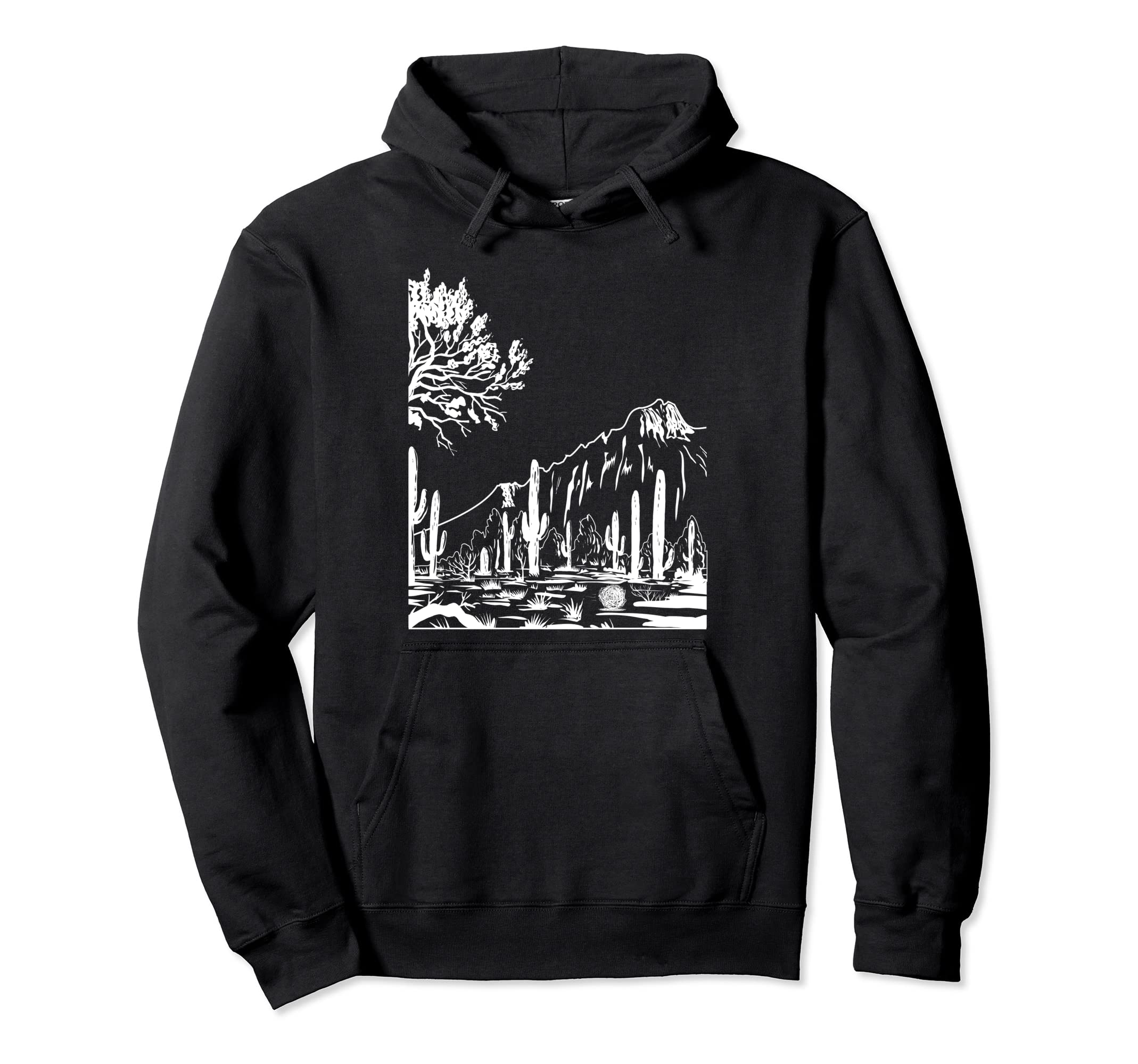 Western Cactus Desert Landscape Hoodie - Casual Everyday Wear Men Women - T-Shirt, Sweatshirt, Hoodie