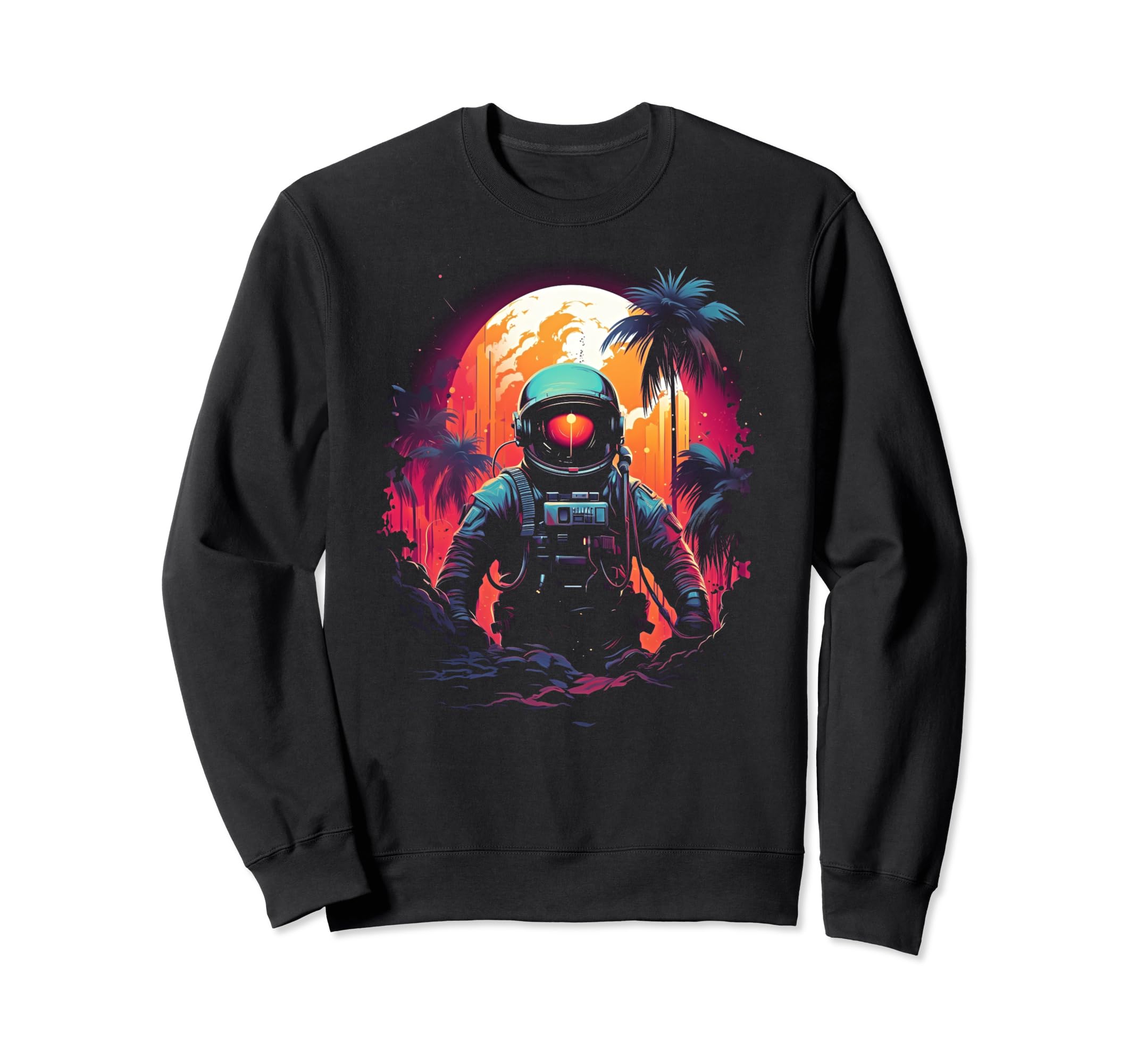 Synthwave Astronaut Cyberpunk 80S Sweatshirt - Novelty Apparel for Adults - T-Shirt, Sweatshirt, Hoodie