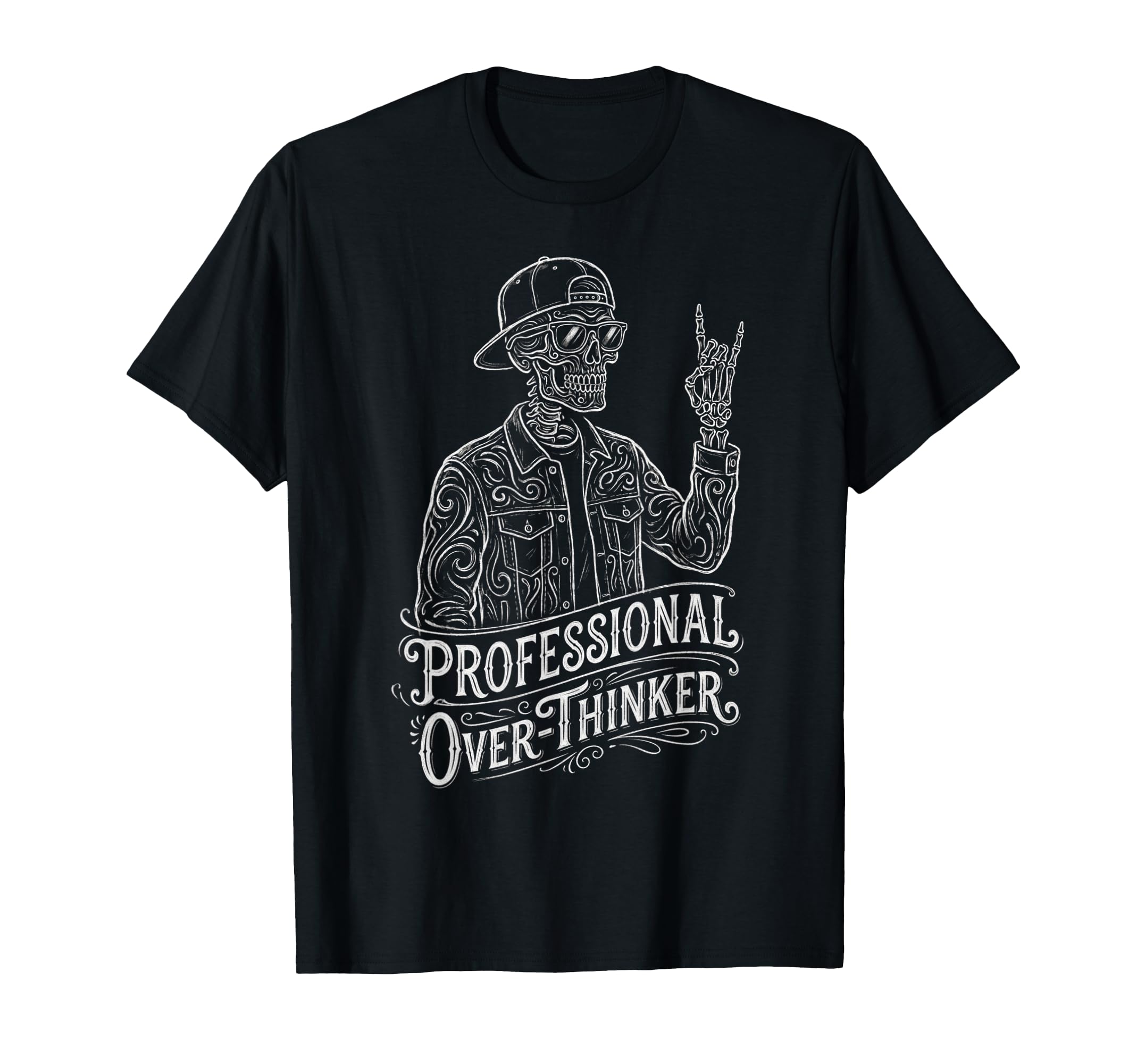 Professional Overthinker Skeleton T-Shirt - Aesthetic Graphic for Adults - T-Shirt, Sweatshirt, Hoodie