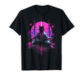 Synthwave Cat Samurai Mediation T-Shirt - Minimalist Print Unisex - T-Shirt, Sweatshirt, Hoodie