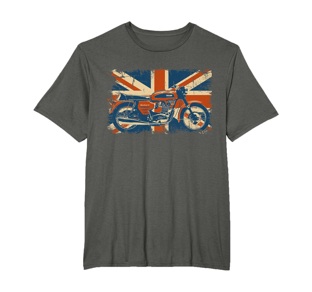 British Motorcycle 750 Triple Union Jack T-Shirt - Minimalist Print Unisex - T-Shirt, Sweatshirt, Hoodie