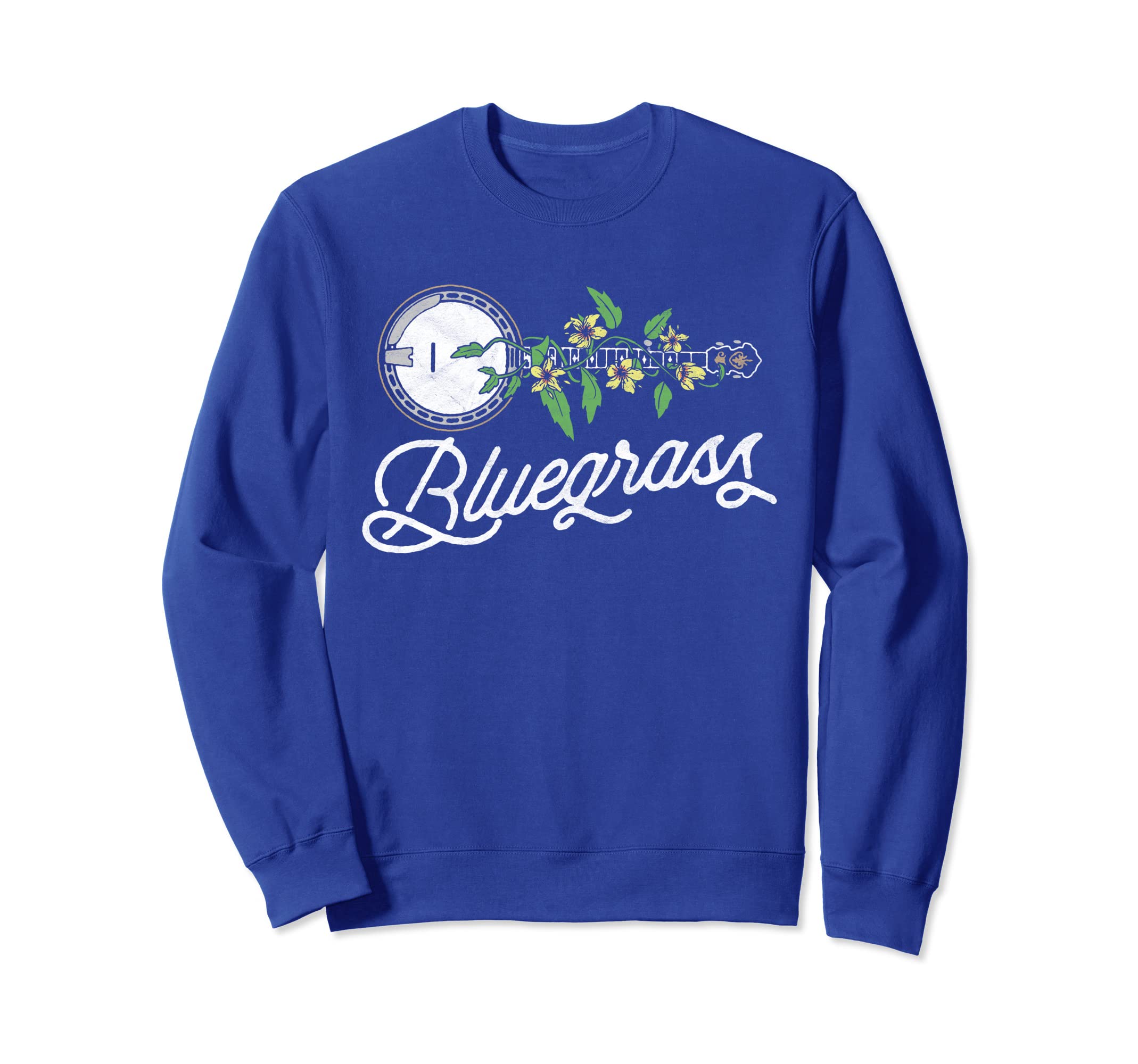 Bluegrass Typography Banjo Vine Flowers Sweatshirt - Unique Graphic Unisex - T-Shirt, Sweatshirt, Hoodie