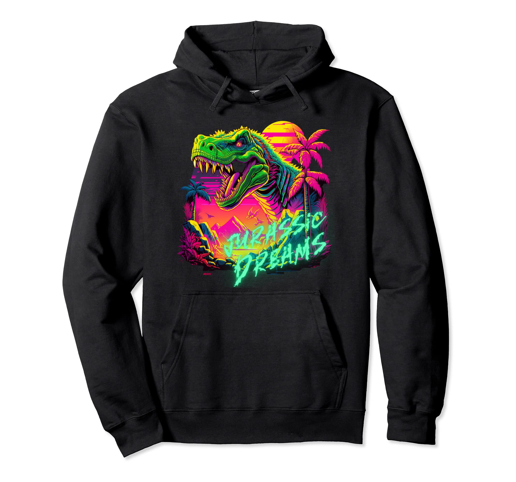 Vaporwave Dinosaur 80S Trendy Synthwave Hoodie - Graphic Print for Adults - T-Shirt, Sweatshirt, Hoodie