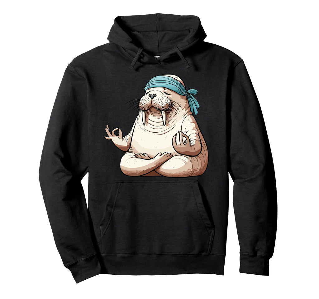Meditation Walrus Yoga Pose Hoodie - Fun Novelty Design for Adults - T-Shirt, Sweatshirt, Hoodie