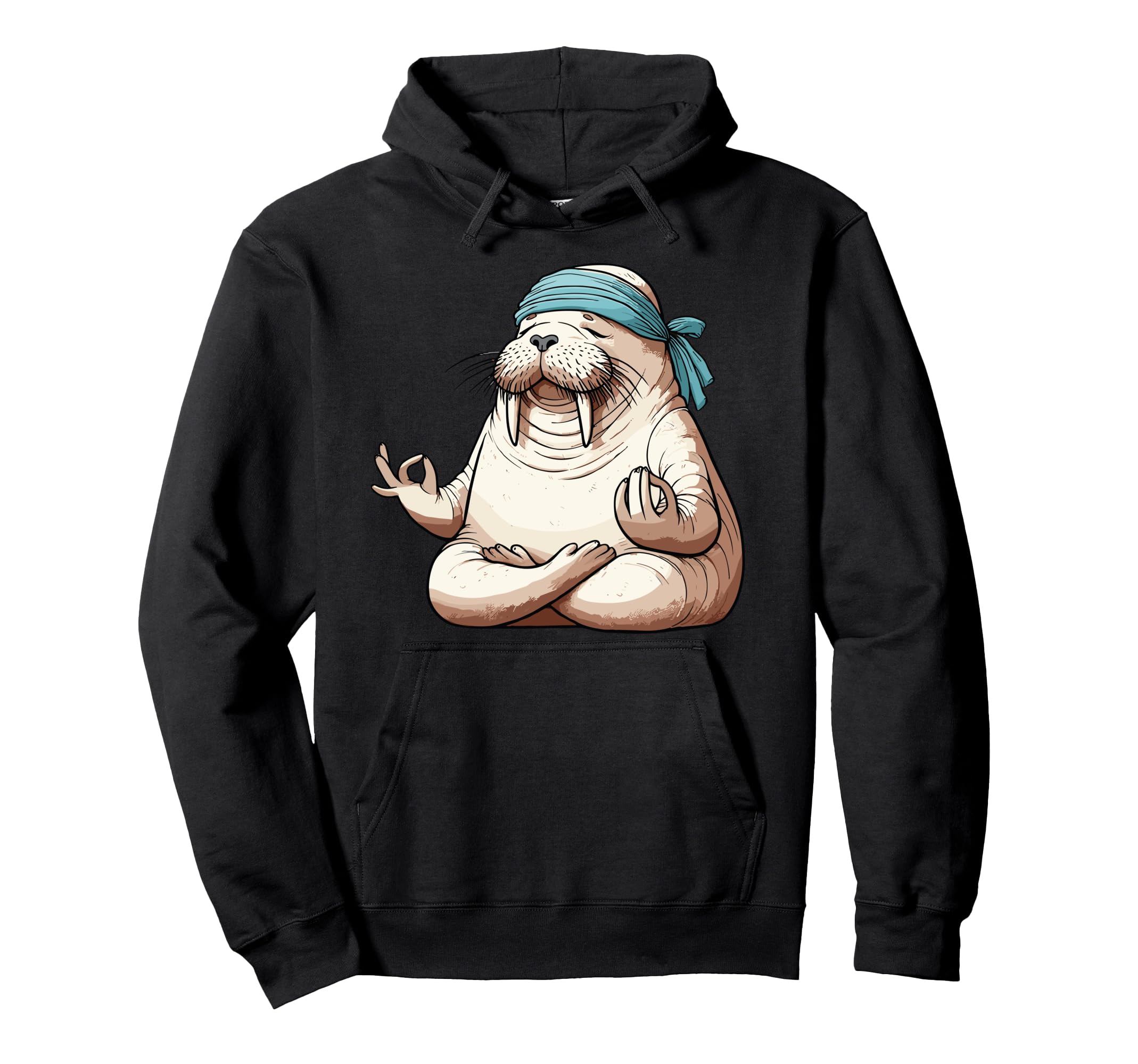 Meditation Walrus Yoga Pose Hoodie - Fun Novelty Design for Adults - T-Shirt, Sweatshirt, Hoodie