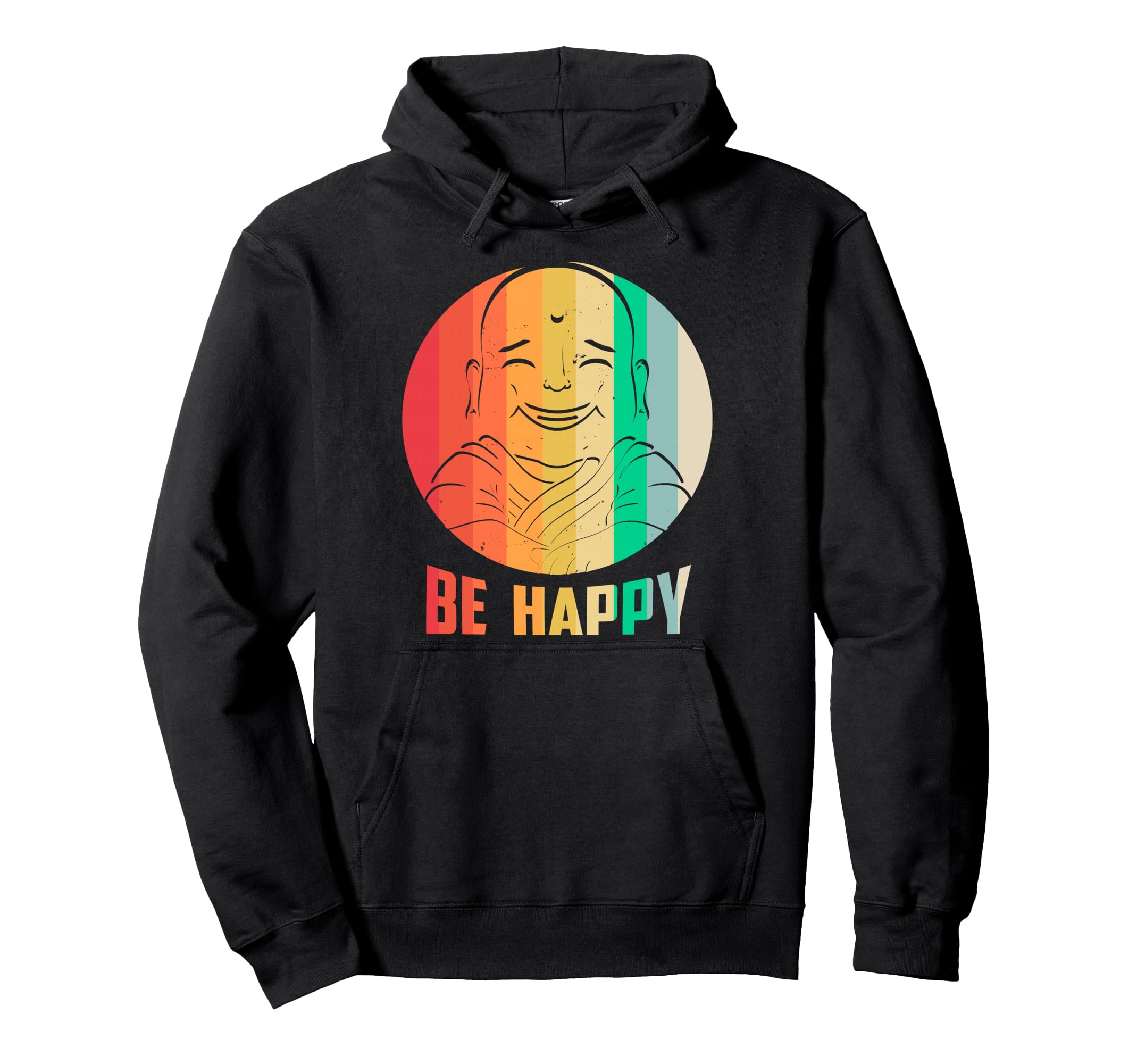 Be Happy Buddha Mandala Yoga Namaste Hoodie - Aesthetic Graphic Men Women - T-Shirt, Sweatshirt, Hoodie