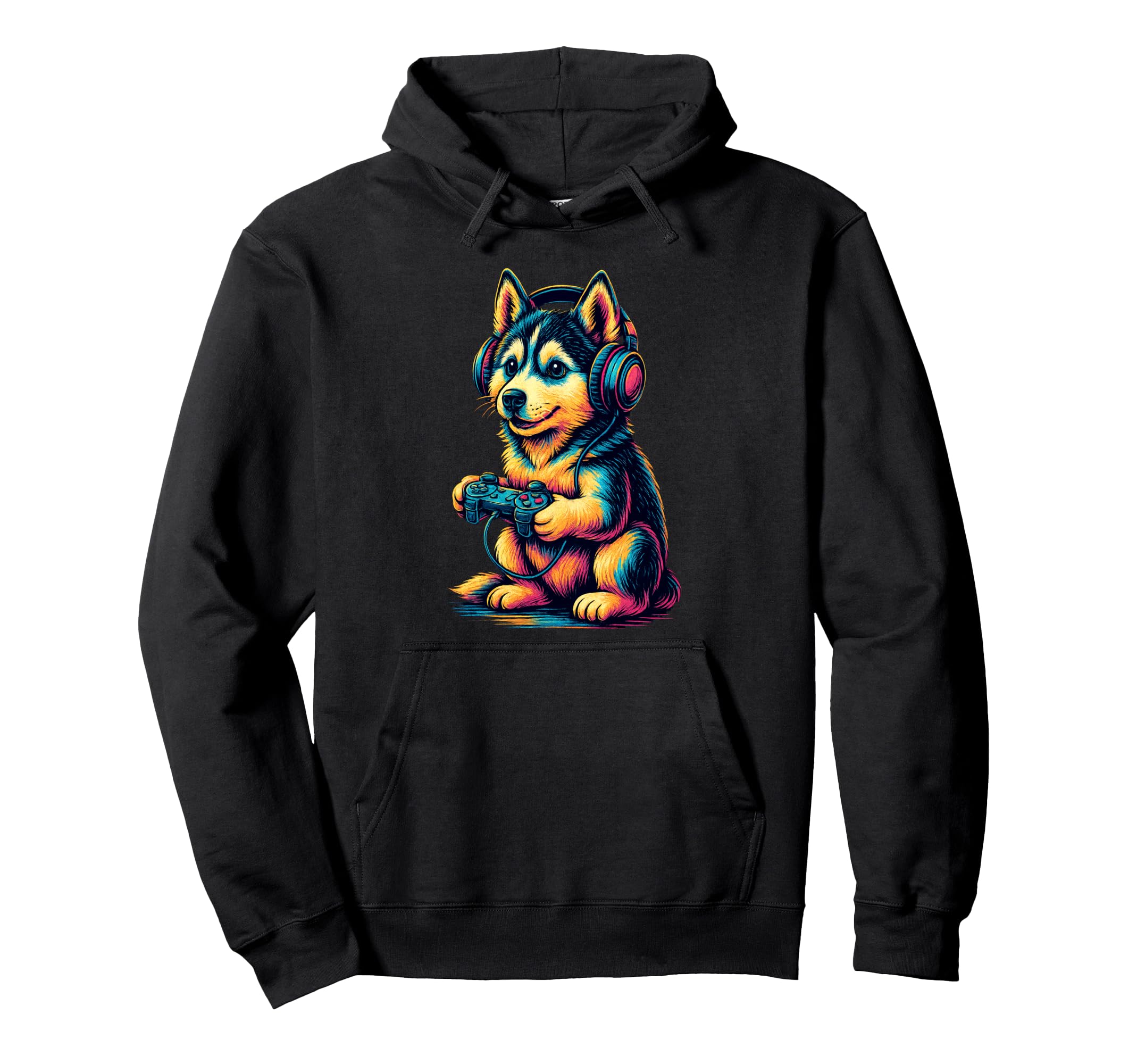 Husky Gamer Gaming Dog Lover Hoodie - Trendy Graphic Men Women - T-Shirt, Sweatshirt, Hoodie