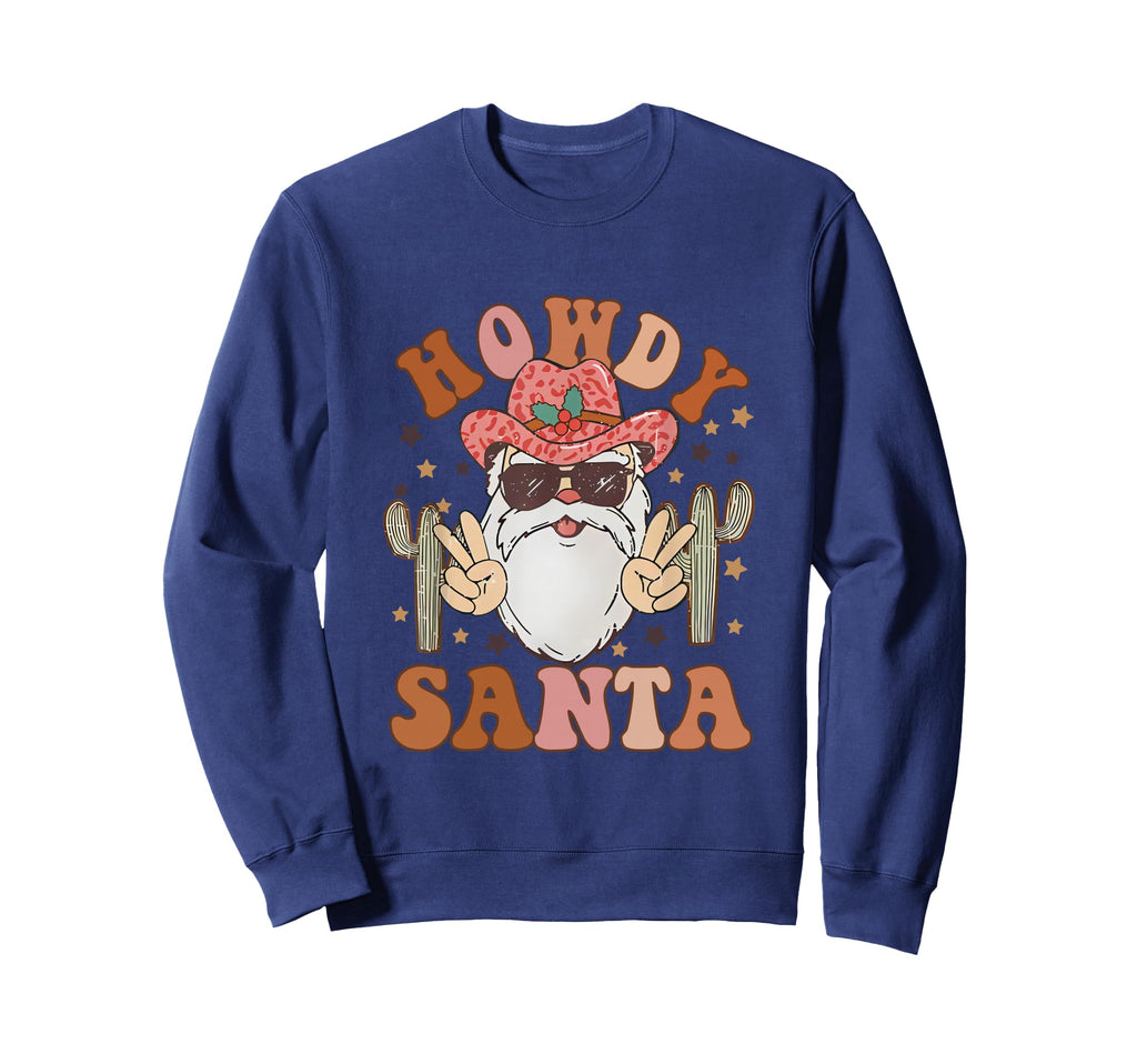 Cowboy Howdy Santa Western Sweatshirt - Aesthetic Graphic for Adults - T-Shirt, Sweatshirt, Hoodie