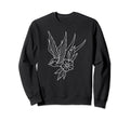 Neo Traditional Swallow Bird Outline Sweatshirt - Unique Graphic Unisex - T-Shirt, Sweatshirt, Hoodie