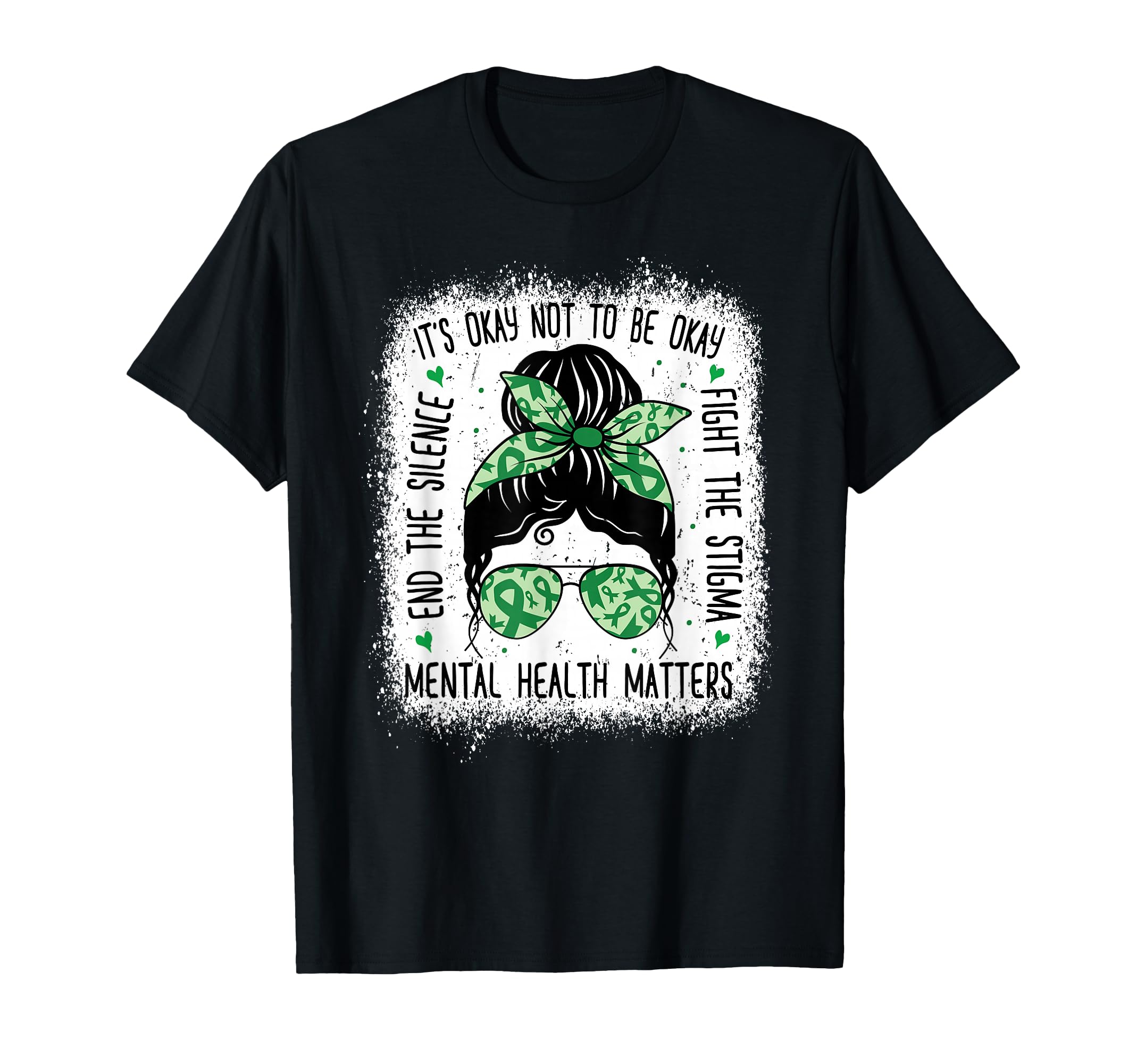 Mental Health Matters Messy Bun Mental T-Shirt - Trendy Graphic Men Women - T-Shirt, Sweatshirt, Hoodie