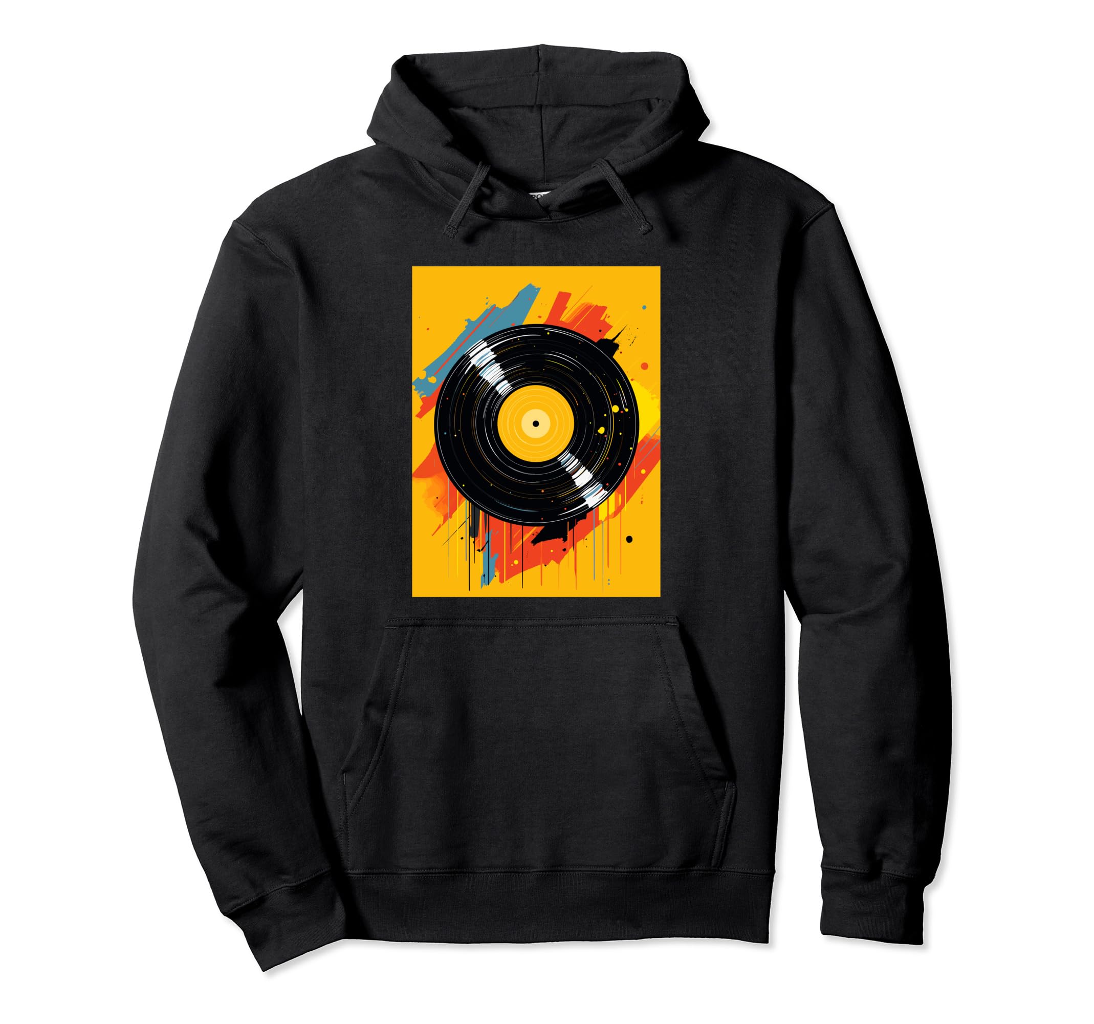 Vinyl Record Player Dj Music Hoodie - Minimalist Print Men Women - T-Shirt, Sweatshirt, Hoodie