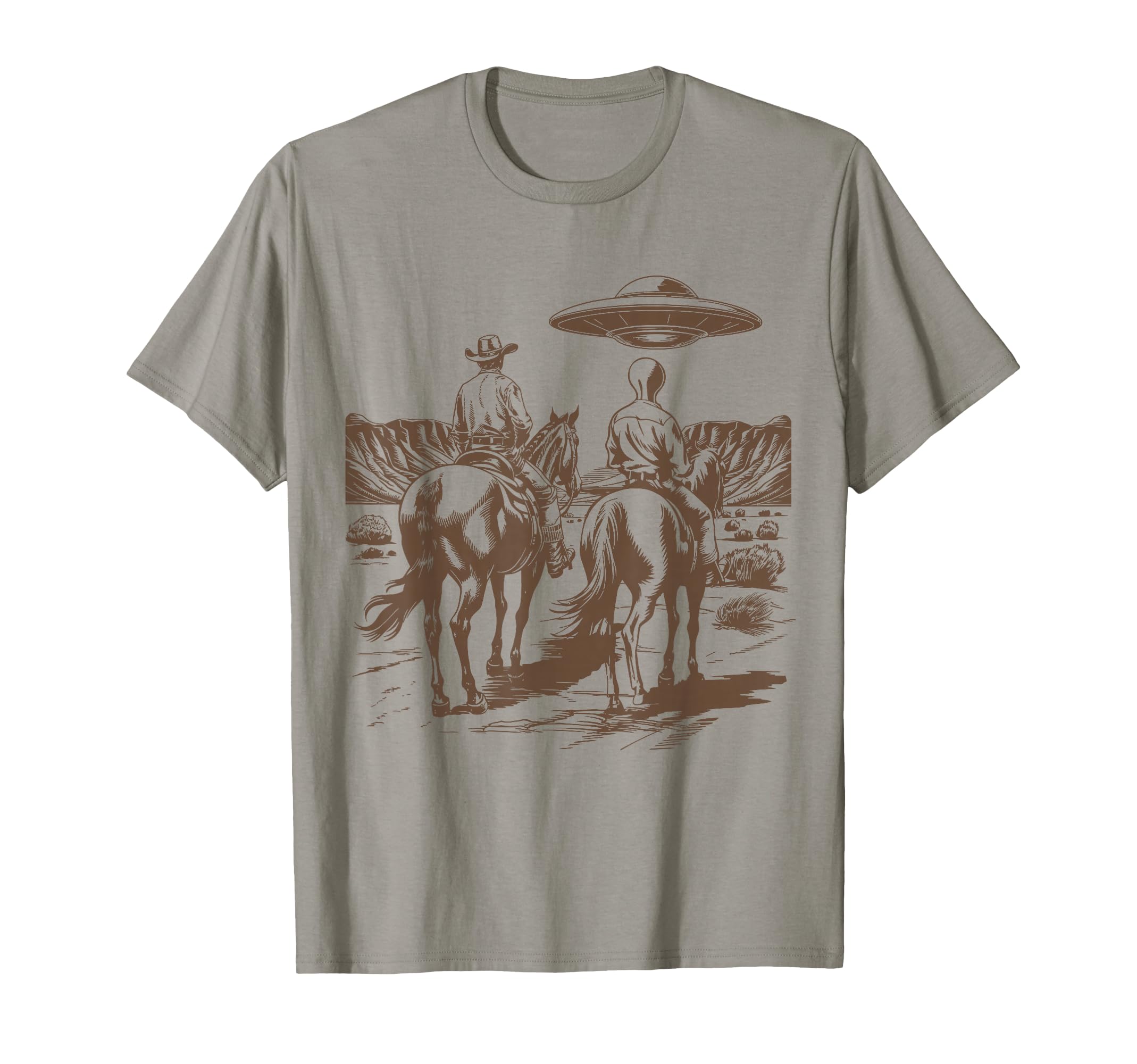 Ufos Western Alien 90S Funny Rodeo Cowboy T-Shirt - Custom Art Print Unisex - T-Shirt, Sweatshirt, Hoodie