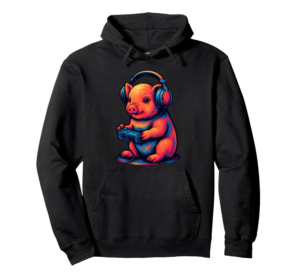 Mini Pig Gamer Gaming Pet Lover Hoodie - Minimalist Print for Adults - T-Shirt, Sweatshirt, Hoodie