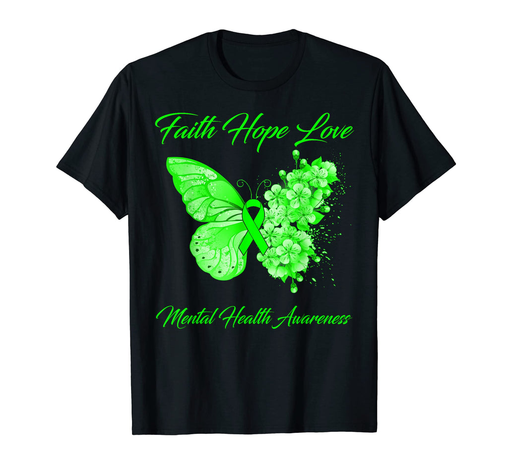 Butterfly Faith Hope Love Mental T-Shirt - Streetwear Style for Adults - T-Shirt, Sweatshirt, Hoodie