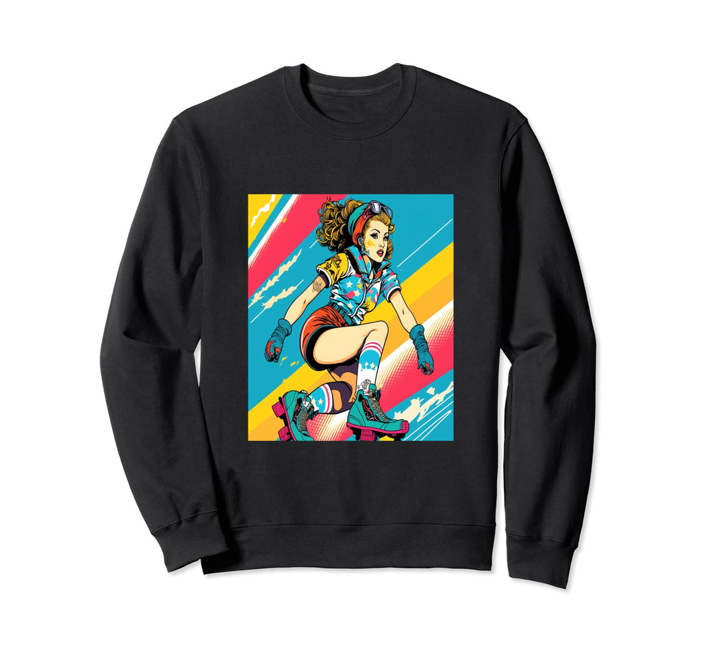 Roller Skater Pop Art Roller Skating Sweatshirt - Graphic Print for Adults - T-Shirt, Sweatshirt, Hoodie