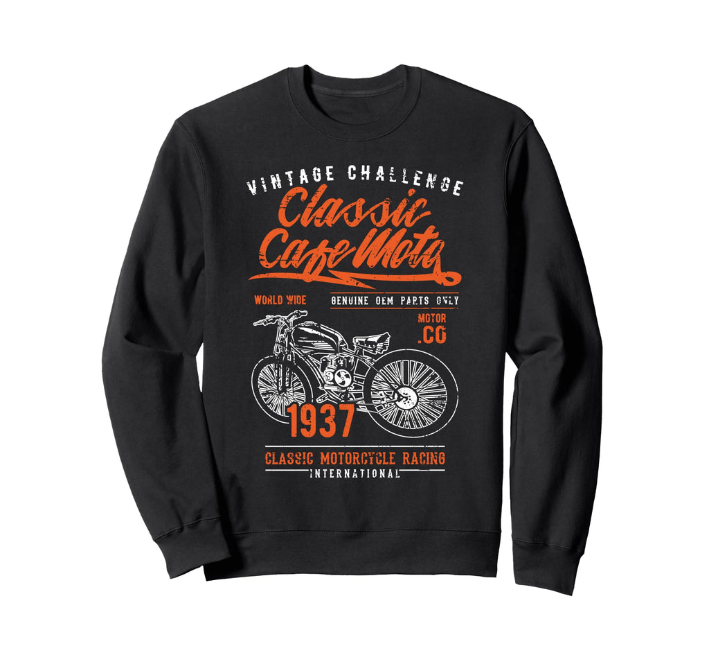 Cafe Racer Motorcycle Distressed Sweatshirt - Aesthetic Graphic for Adults - T-Shirt, Sweatshirt, Hoodie