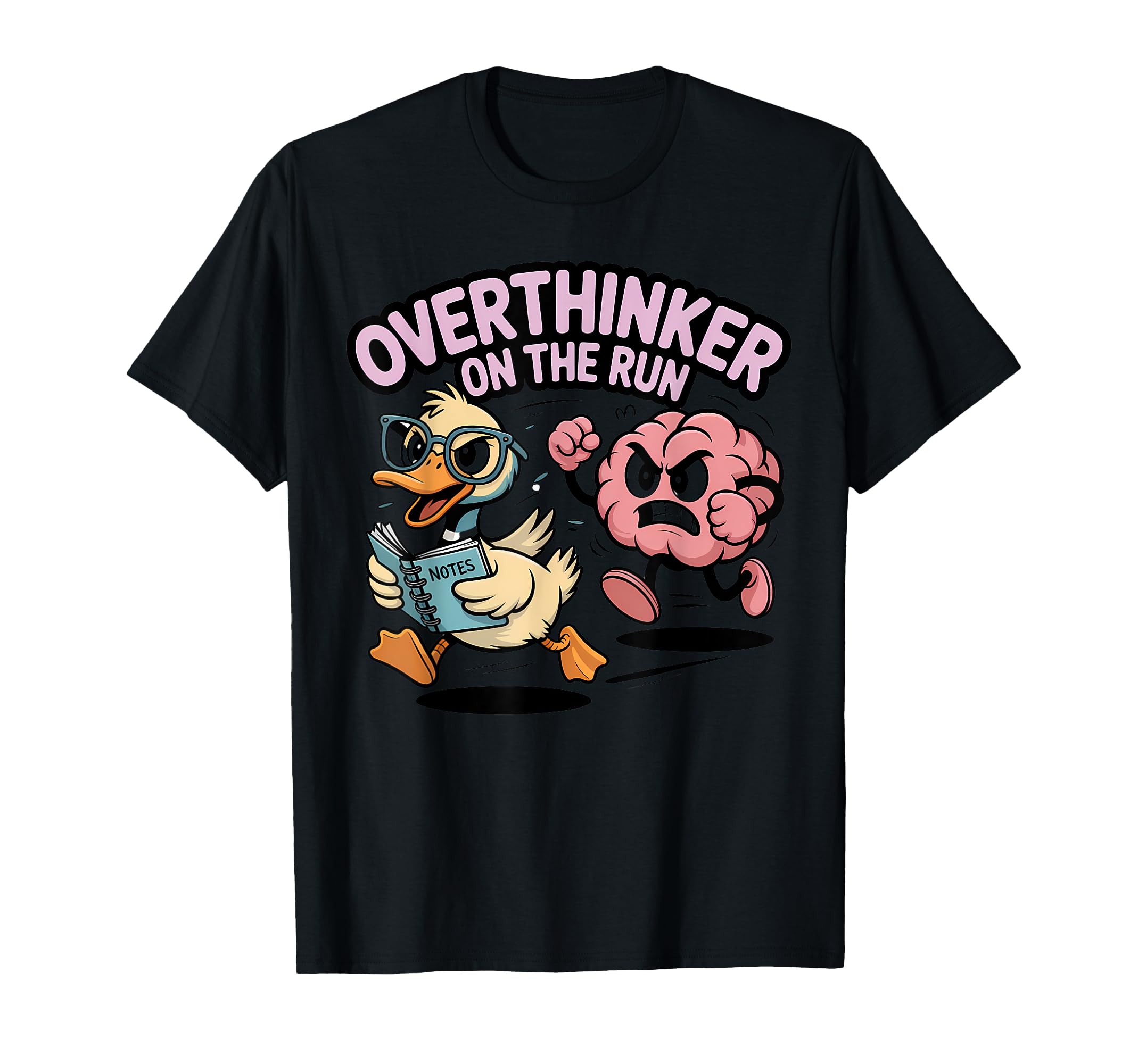 Overthinker Run Duck T-Shirt - Minimalist Print for Adults - T-Shirt, Sweatshirt, Hoodie