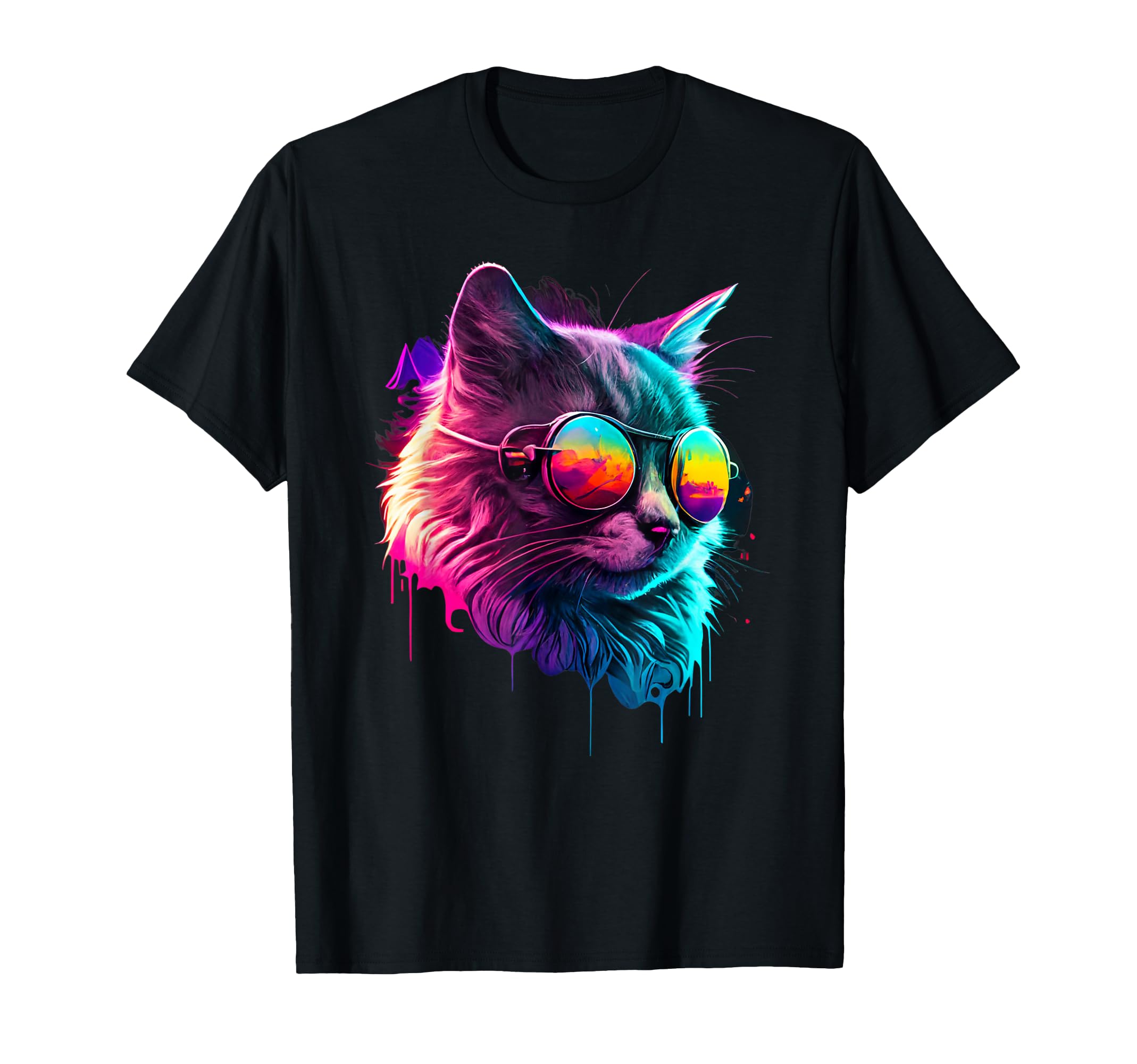 Synthwave Cat Vaporwave Cat T-Shirt - Streetwear Style for Adults - T-Shirt, Sweatshirt, Hoodie