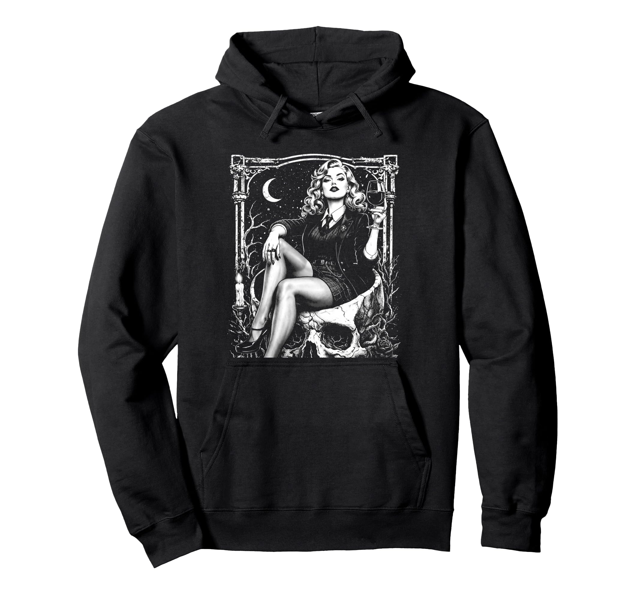 1950S Pinup Punk Alt Grunge Dark Goth Hoodie - Custom Art Print for Adults - T-Shirt, Sweatshirt, Hoodie