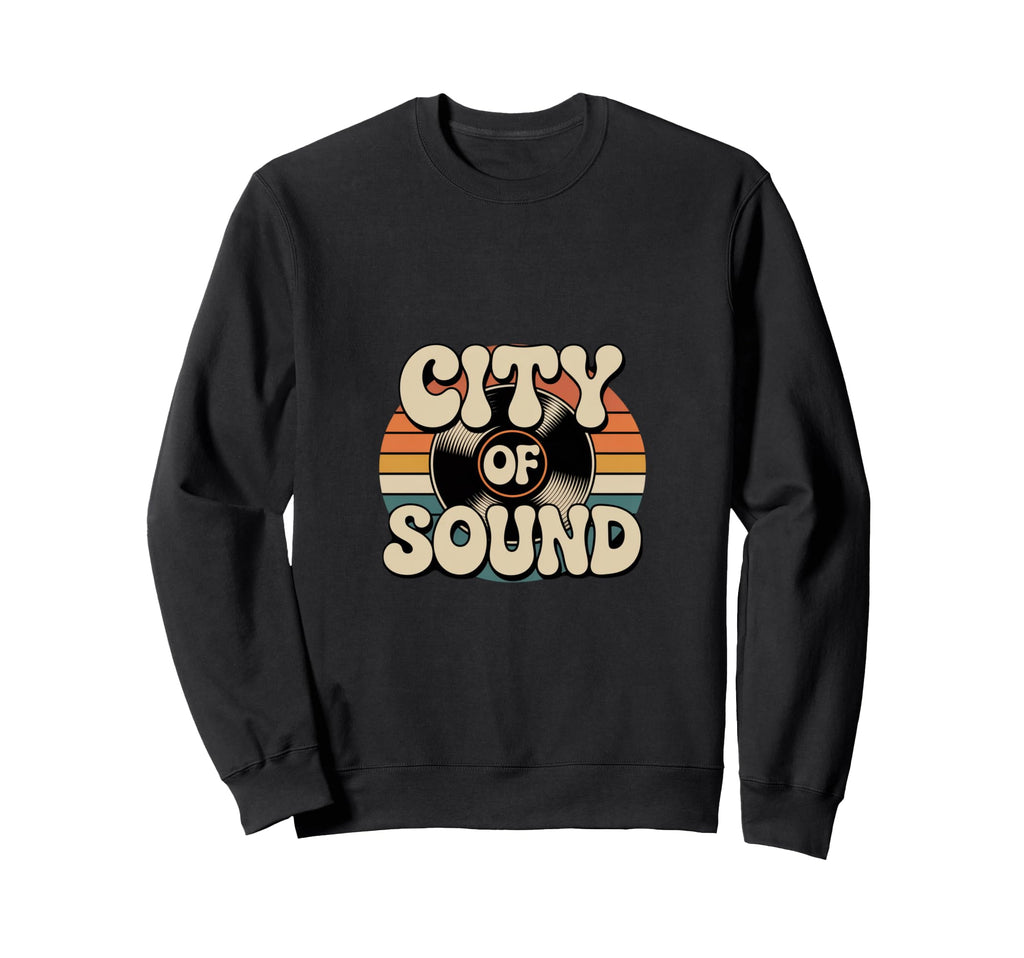 City Sound Vinyl Vibes Sweatshirt - Unique Graphic Unisex - T-Shirt, Sweatshirt, Hoodie