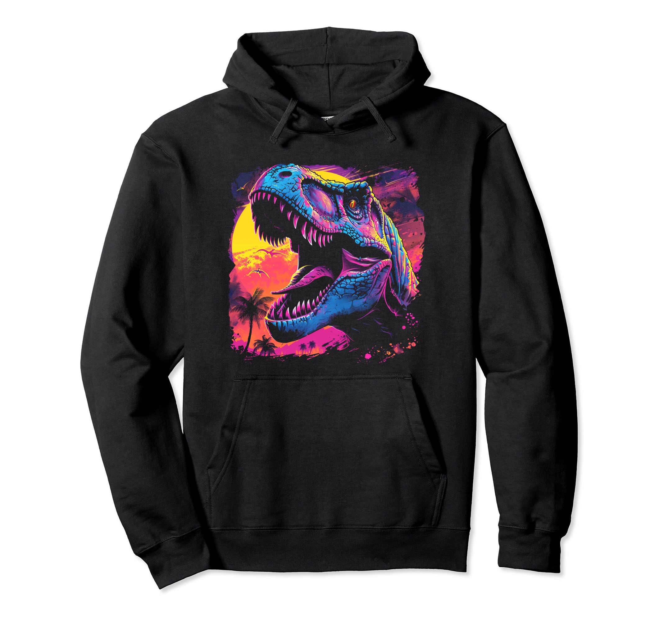 T Rex Dinosaur Vaporwave Synthwave 70S 80S Hoodie - Trendy Graphic Unisex - T-Shirt, Sweatshirt, Hoodie
