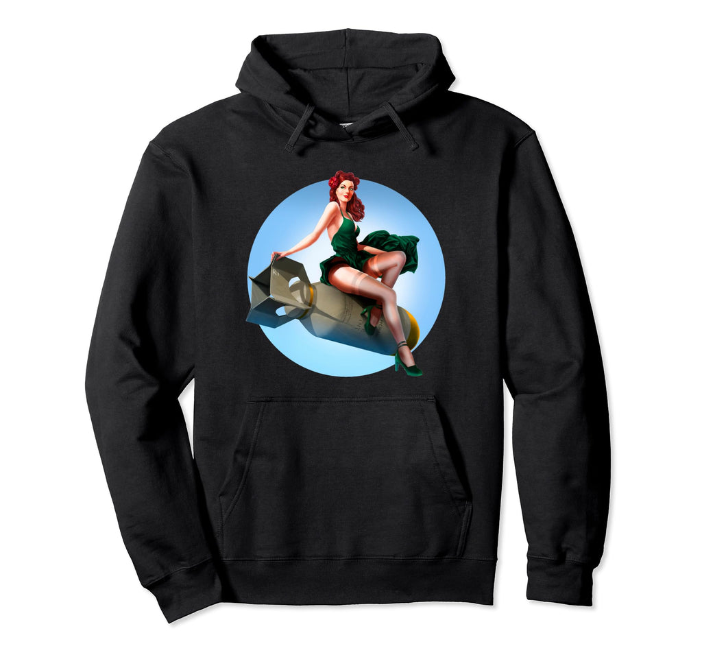 Pin Up Bomber Aviation Military Hoodie - Custom Art Print for Adults - T-Shirt, Sweatshirt, Hoodie