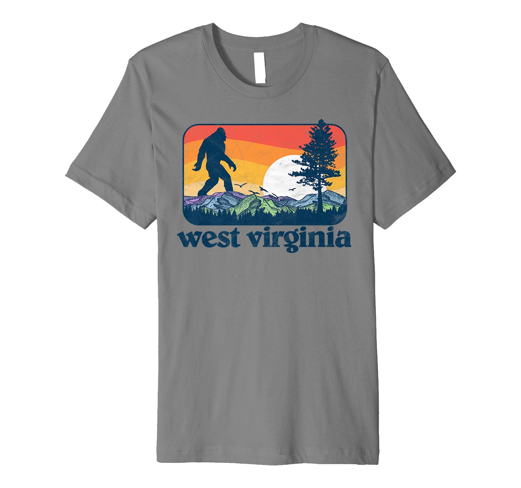 West Virginia Bigfoot Mountain Trees T-Shirt - Custom Art Print Unisex - T-Shirt, Sweatshirt, Hoodie