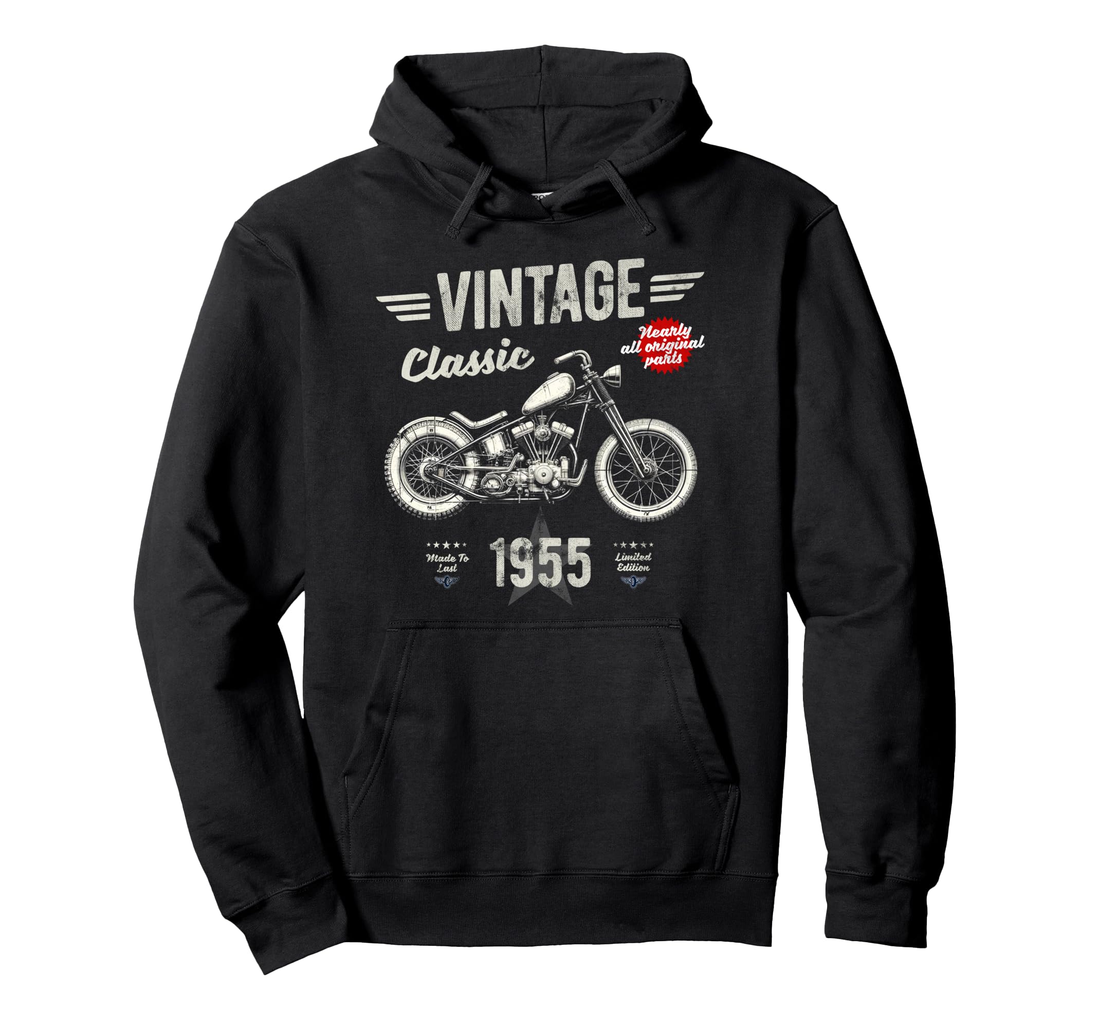 Born 1955 70Th Birthday Motorbike Hoodie - Trendy Graphic Men Women - T-Shirt, Sweatshirt, Hoodie