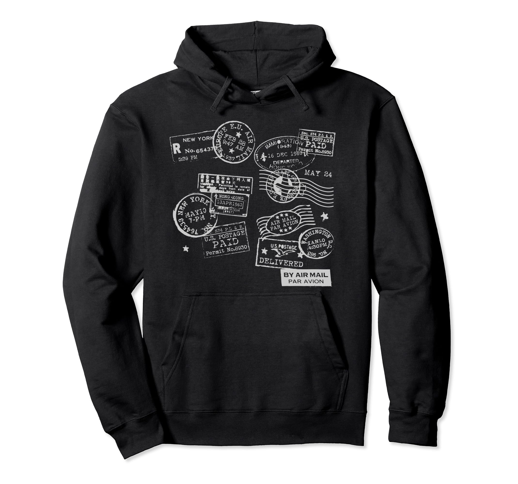 Postage Stamps Travel Mail Hoodie - Streetwear Style Men Women - T-Shirt, Sweatshirt, Hoodie
