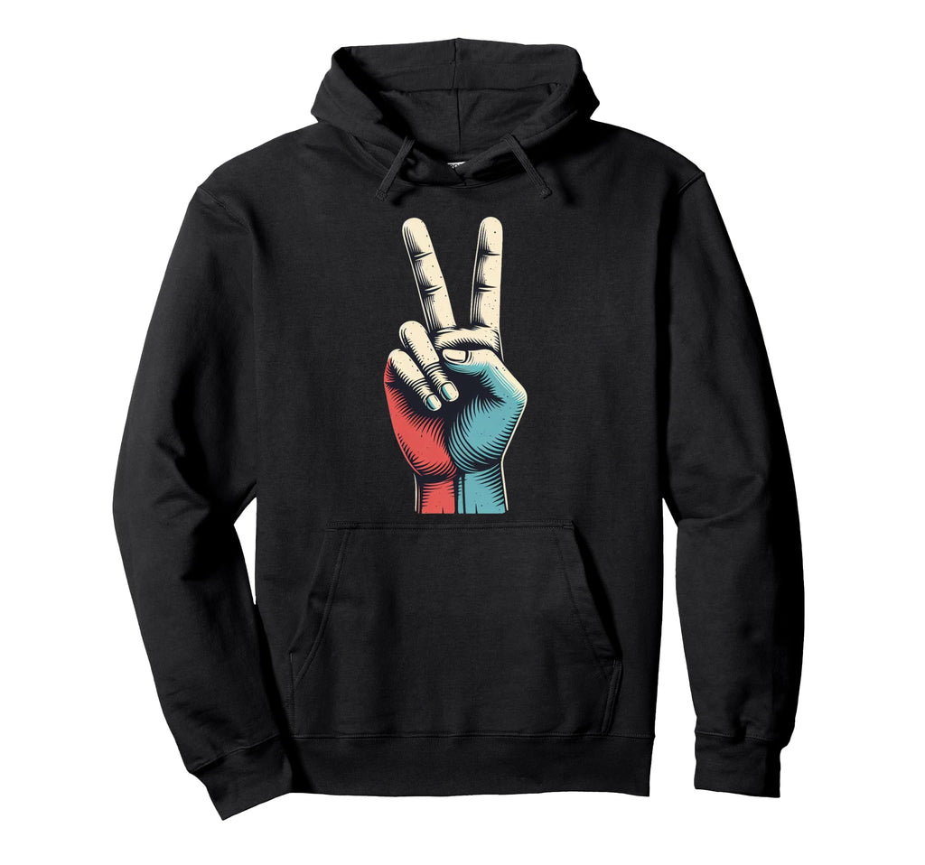 Peace Sign V Fingers 60S 70S 80S Hoodie - Graphic Print for Adults - T-Shirt, Sweatshirt, Hoodie