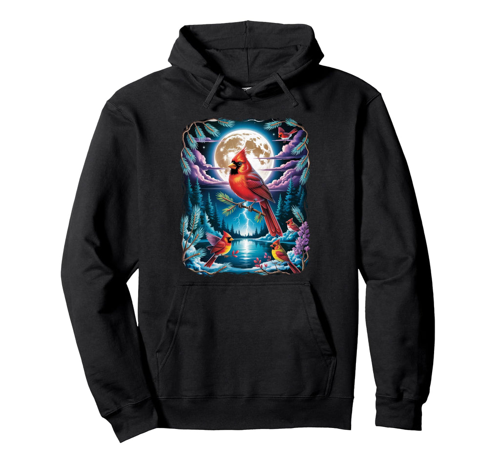 90S Airbrushed Cardinal Birds Under Full Hoodie - Streetwear Style Unisex - T-Shirt, Sweatshirt, Hoodie