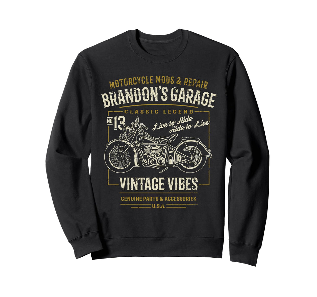 Brandons Garage Motorcycle Sweatshirt - Trendy Graphic Men Women - T-Shirt, Sweatshirt, Hoodie