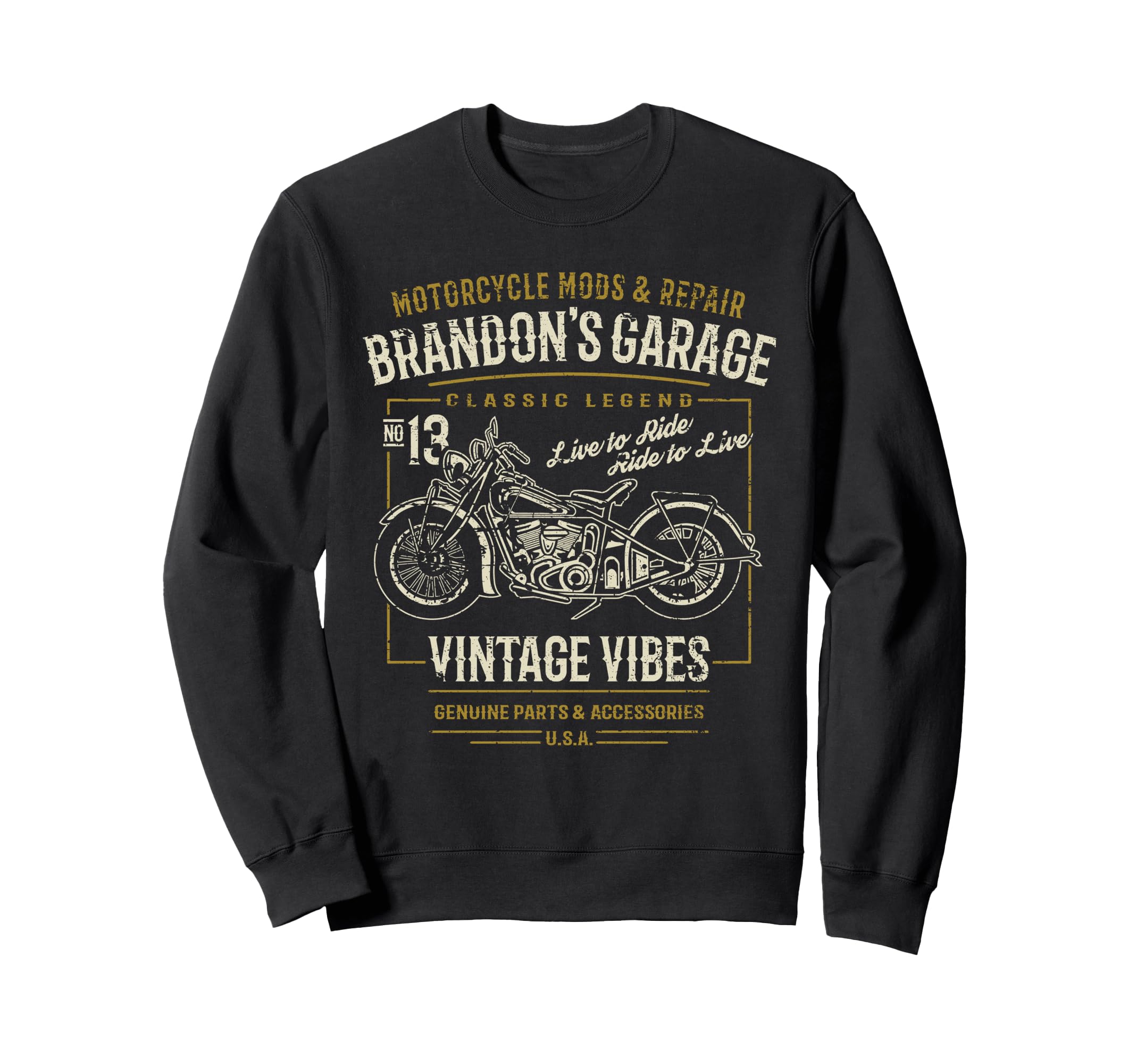 Brandons Garage Motorcycle Sweatshirt - Trendy Graphic Men Women - T-Shirt, Sweatshirt, Hoodie