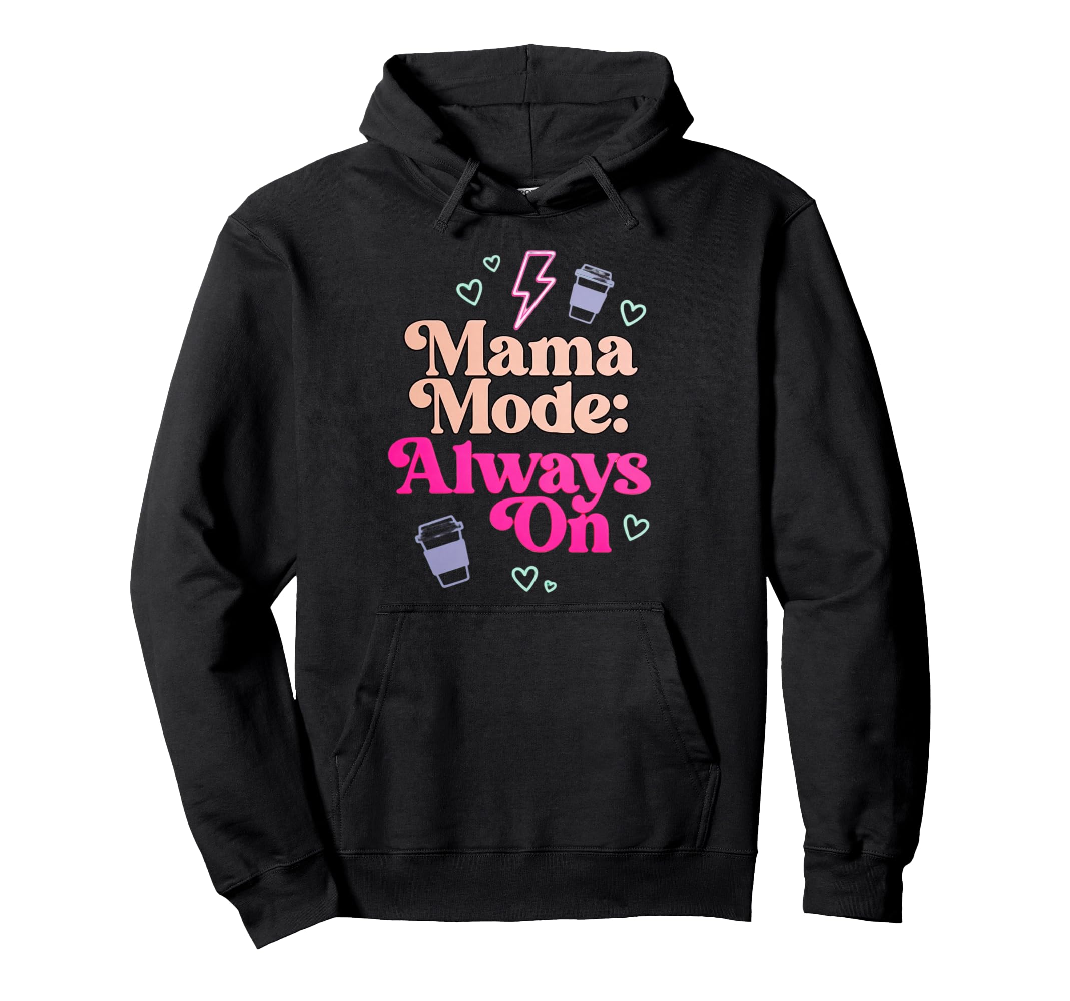 Mama Mode Groovy Coffee Heart Motherhood Hoodie - Trendy Graphic Men Women - T-Shirt, Sweatshirt, Hoodie