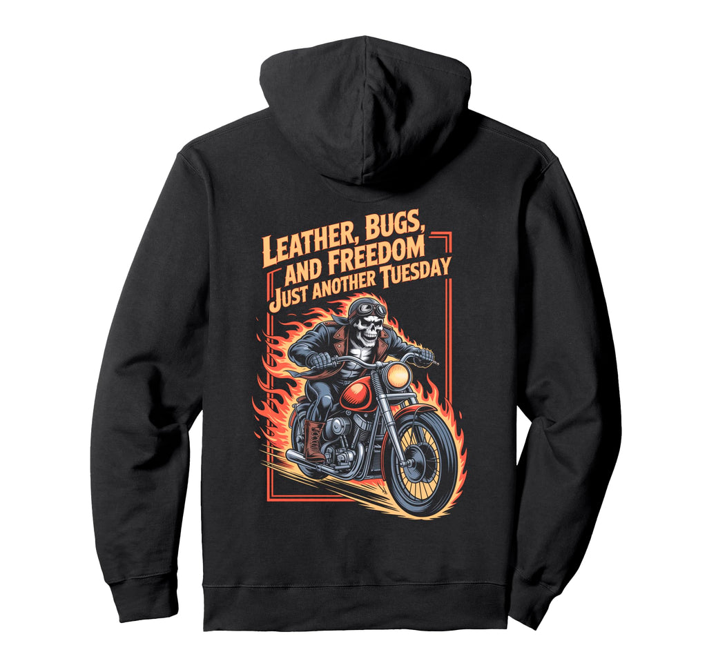 Funny Motorcycle Riding Biker Skeleton Hoodie - Trendy Graphic Men Women - T-Shirt, Sweatshirt, Hoodie